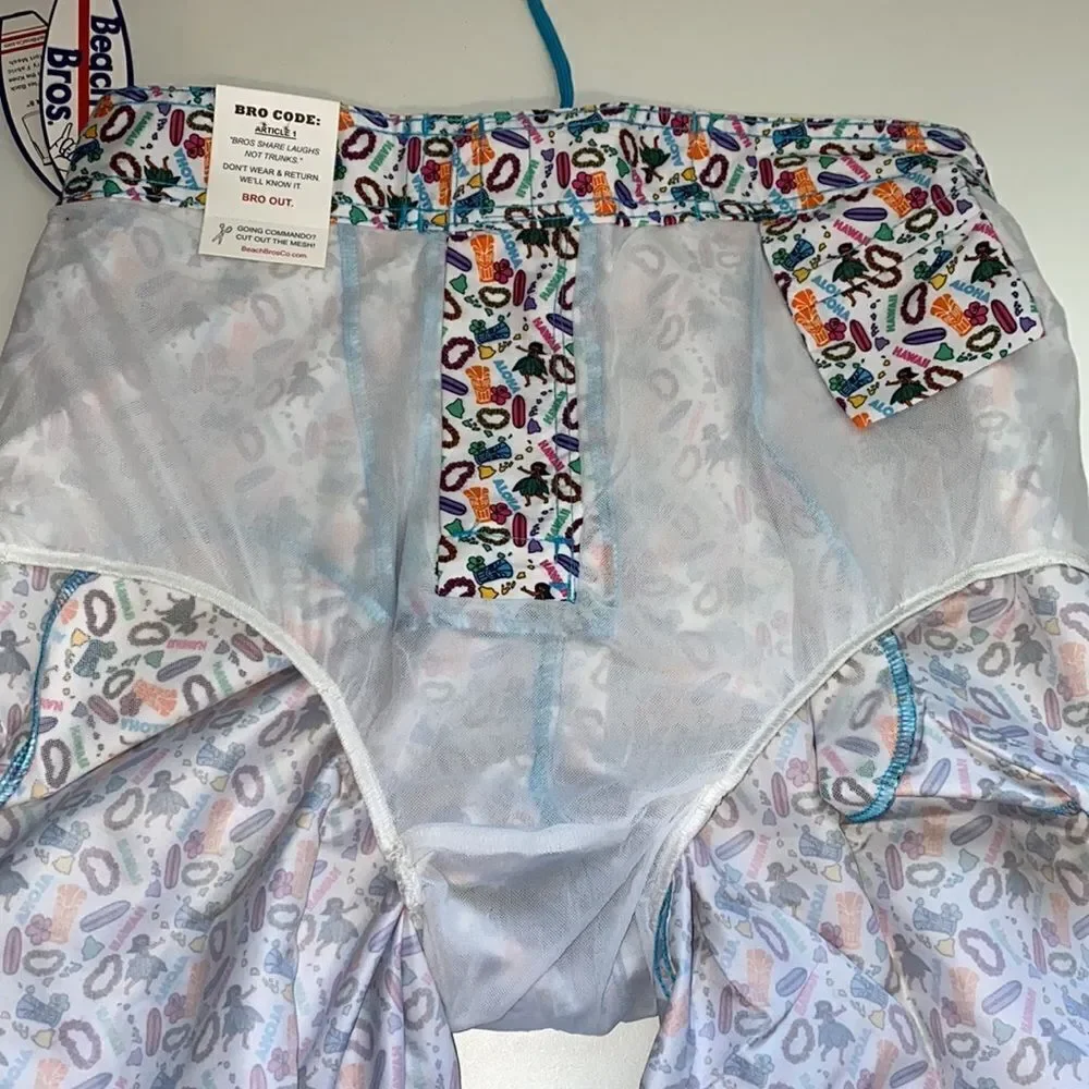 🔥Beach Bros micro hawaii white beach,pool short sz M New